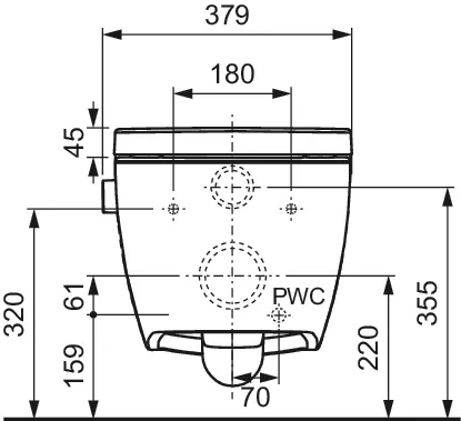 TECE Dusch-WC „one“, Befestigung verdeckt, ohne Spülrand