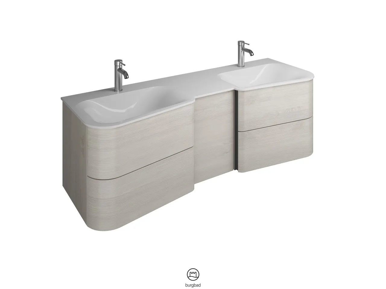 burgbad Badmöbelset „Badu“ Griffleiste, Weiß, in Weiß Matt burgbad Badmöbelset „Badu“ Griffleiste, Weiß, in Weiß Matt