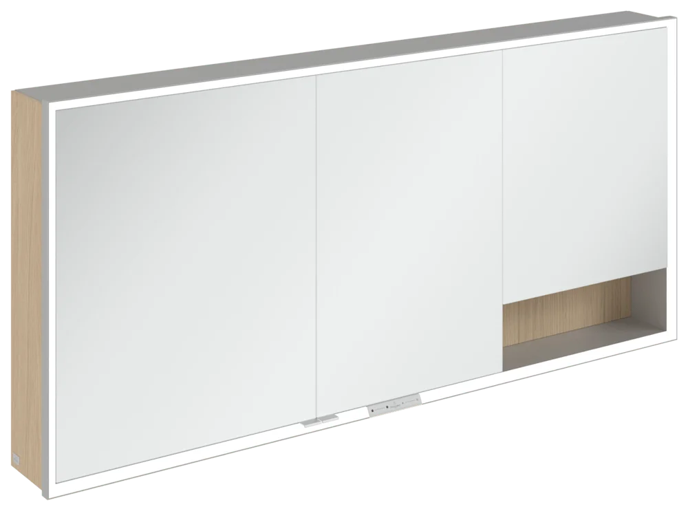 Villeroy & Boch Aufputz-Spiegelschrank My View+ A48116, 1600 x 750 x 168 mm, mit Beleuchtung, Nordic Oak