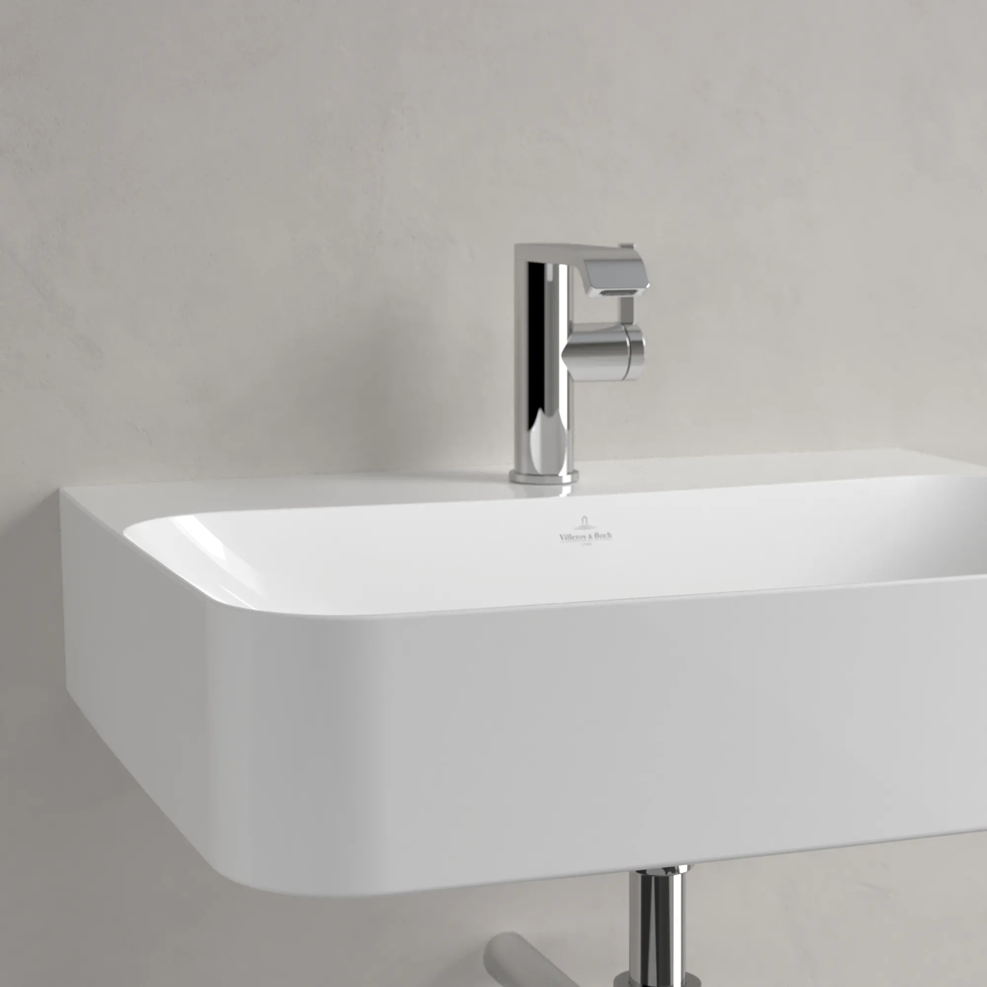 Villeroy & Boch Wandwaschtisch aus TitanCeram „Finion“ 600 × 470 × 164 mm, mit Hahnlochbohrung, Hahnlochposition mittig in Weiß Alpin, mit CeramicPlus Villeroy & Boch Wandwaschtisch aus TitanCeram „Finion“ 600 × 470 × 164 mm, mit Hahnlochbohrung, Hahnlochposition mittig in Weiß Alpin, mit CeramicPlus