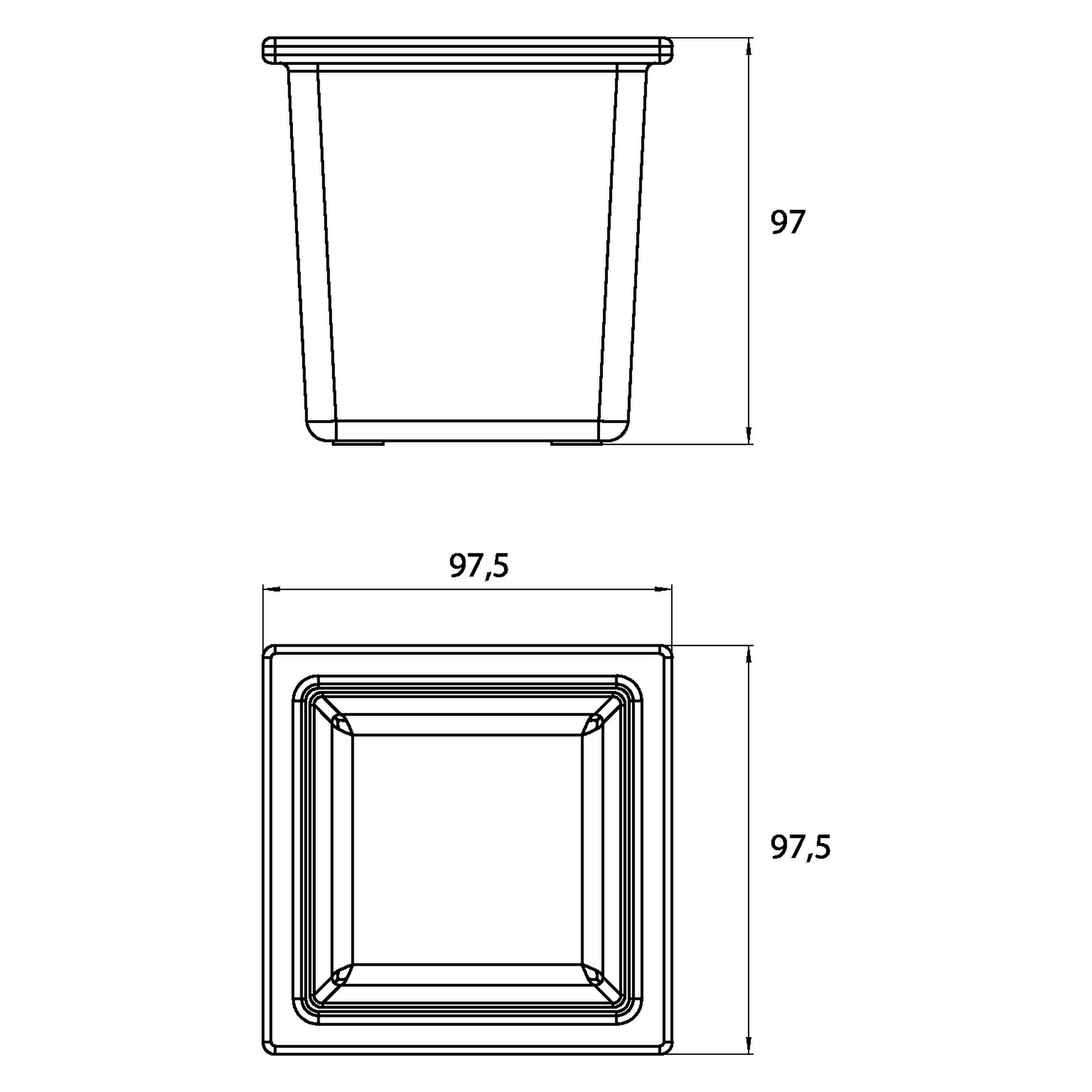 liaison Glasschale für Reling tief, 98 × 99 × 98 mm, chrom