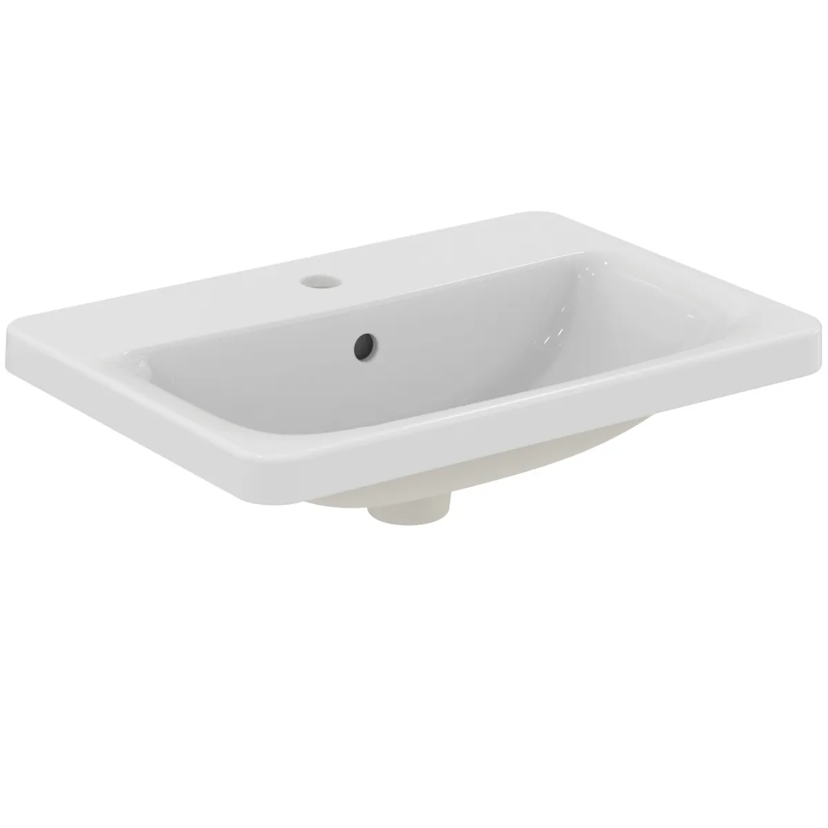 Ideal Standard Einbauwaschtisch Connect, rechteckig, 1 Hahnloch, weiß, 580x420x175 mm