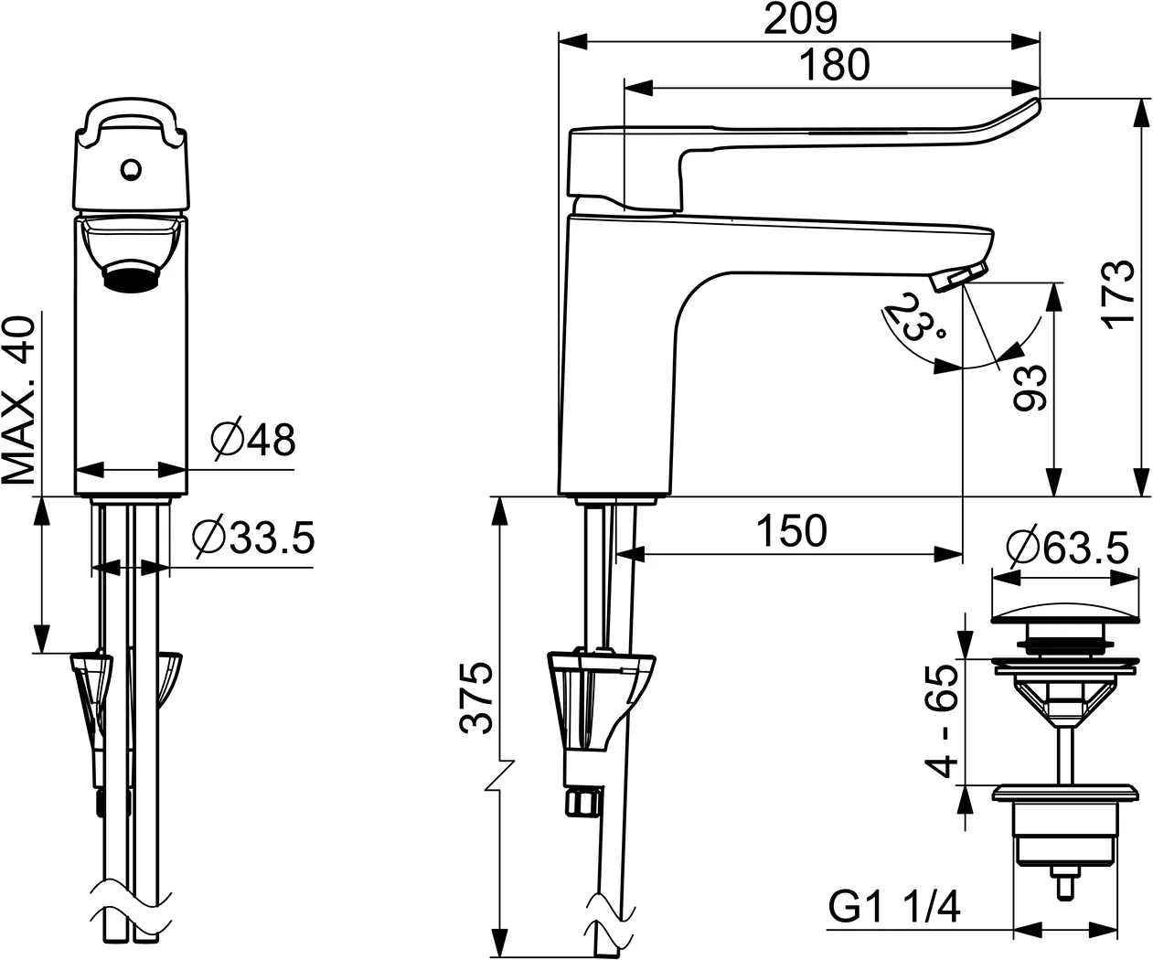 HansaCLINICA EHM Waschtischbatterie HansaCLINICA 4522, Standmontage, Einhebelmischer, Chrom