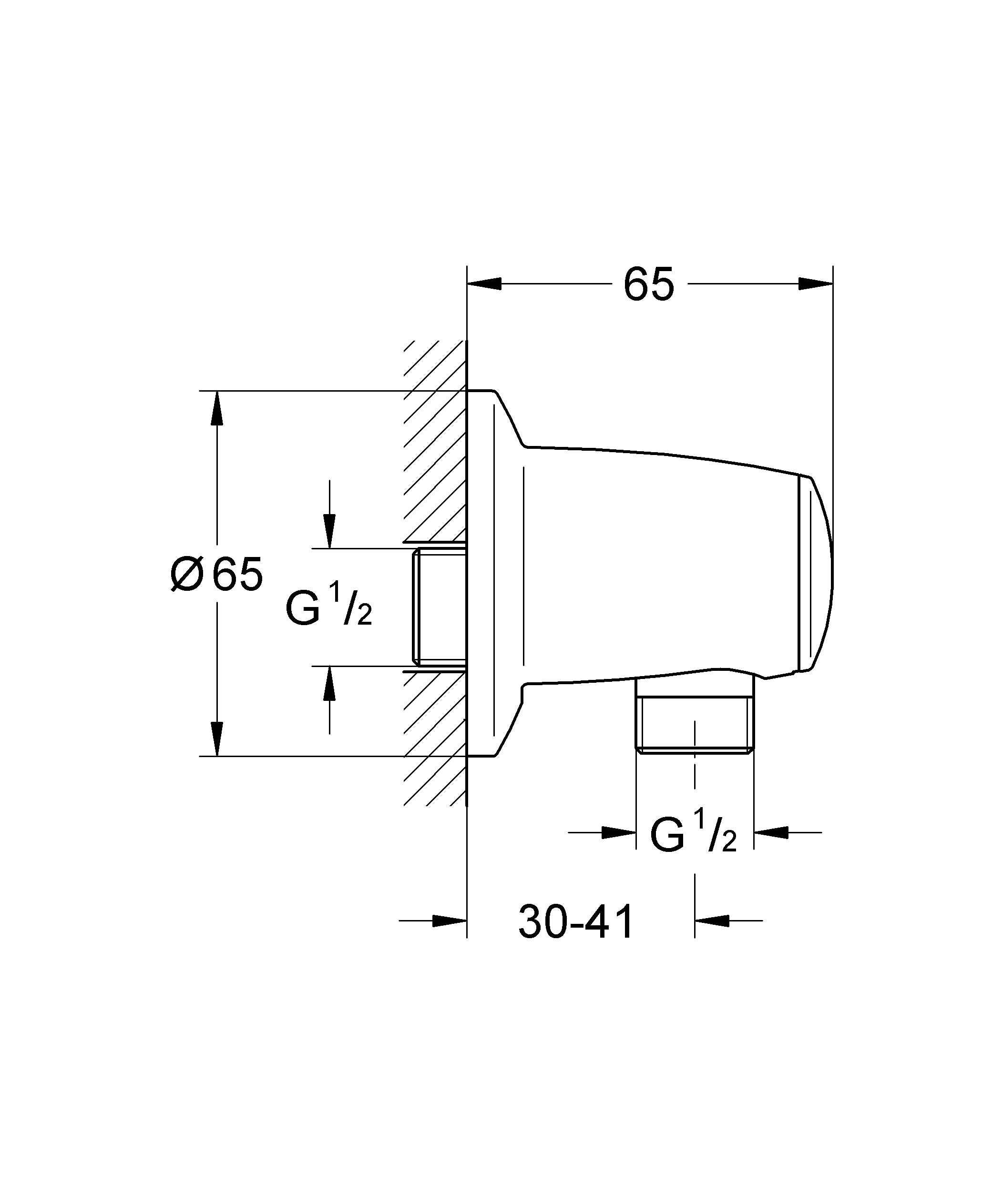 Wandanschlussbogen Movario 28405, eigensicher, chrom