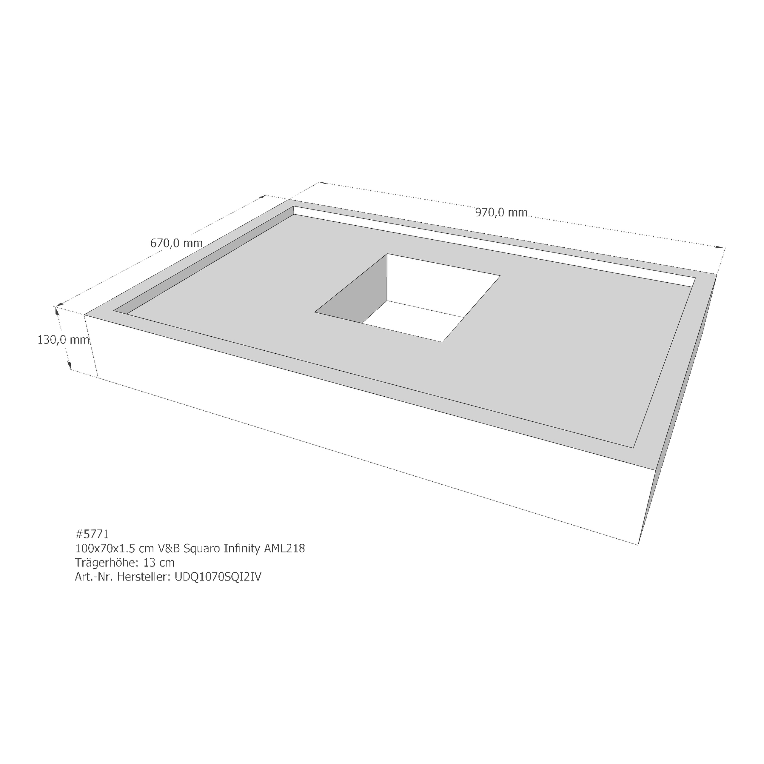 Duschwannenträger für Villeroy & Boch Squaro Infinity 100 × 70 × 1,5 cm