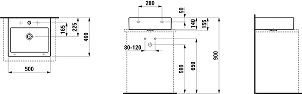 Laufen Aufsatzwaschtisch LIVING CITY 460x500x155 1 HL, m.ÜL, weiß Laufen Aufsatzwaschtisch LIVING CITY 460x500x155 1 HL, m.ÜL, weiß