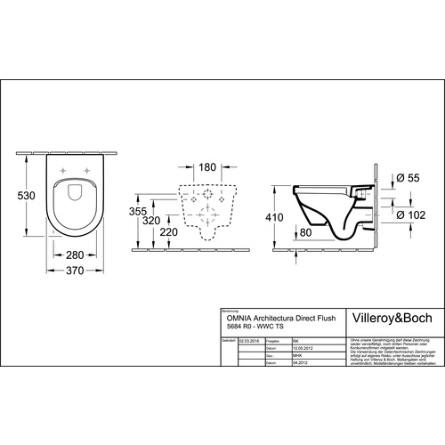 Set WC Architectura mit Sitz, Element ViConnect und Betätigungsplatte in weiß, ohne Spülrand und Schallschutz