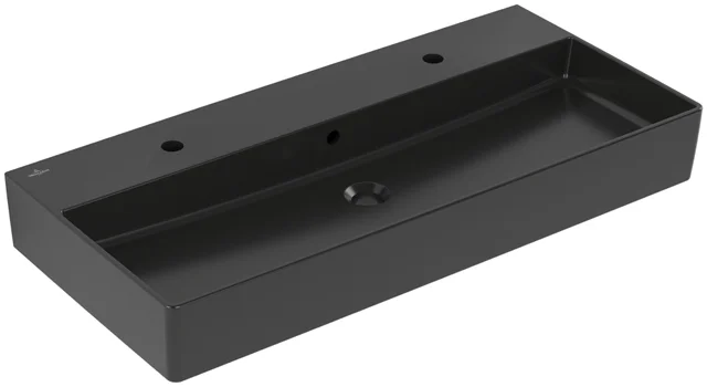 Wandwaschtisch geschliffen „Memento 2.0“, mit Überlauf, mit Hahnlochbohrung 100 × 47 cm in Ebony Wandwaschtisch geschliffen „Memento 2.0“, mit Überlauf, mit Hahnlochbohrung 100 × 47 cm in Ebony
