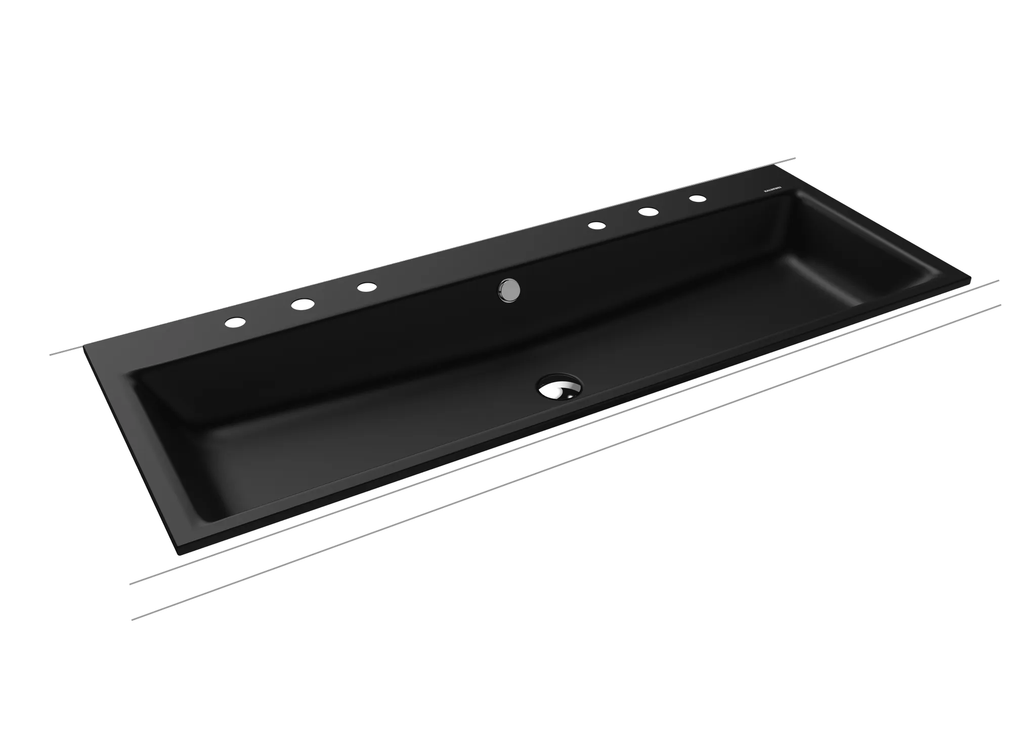 Doppelwaschtisch „Puro“ 120 × 46 cm, mit Überlauf, mit Hahnlochbohrung in cool grey 90 mit Perl-Effekt
