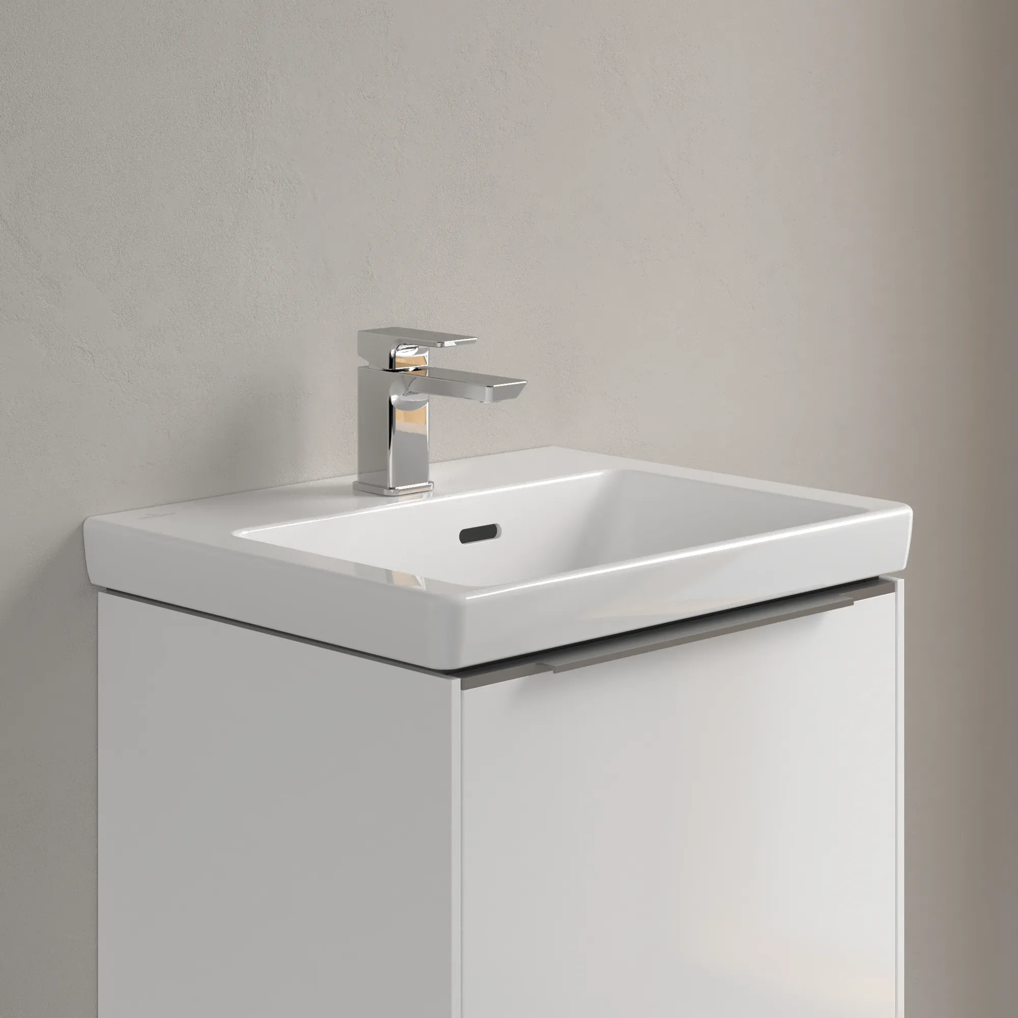 Villeroy & Boch Handwaschbecken für Montage mit Möbel „Subway 3.0“ 500 × 400 × 145 mm, mit Hahnlochbohrung, Hahnlochposition mittig in Weiß Alpin