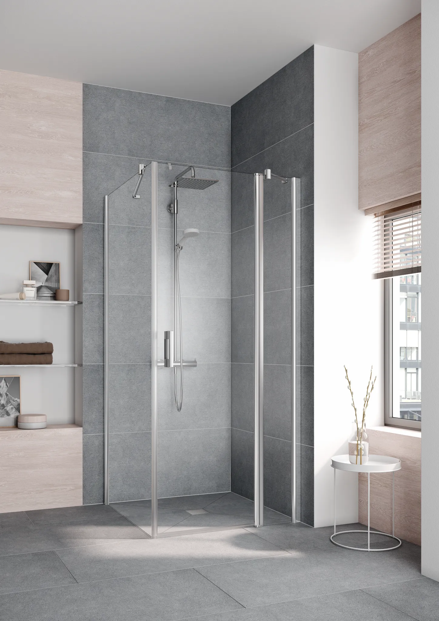 Kermi Duschtür Pendeltür 1-flügelig mit Festfeld rechts für Ecke „PEGA“ Glas Klar, Profile Silber Hochglanz, BV: 765 - 790 mm GAK: 750 - 775 mm WE: 775 - 800 mm H: 1850 mm Anschlag: rechts / Breitenverstellmaß: 765 - 790 mm / Glas: Klar / Glasaußenkante: 750 - 775 mm / Höhe: 185 cm / Oberflächenveredelung: ohne KermiCLEAN / Wanneneinbaumaß: 775 - 800 mm