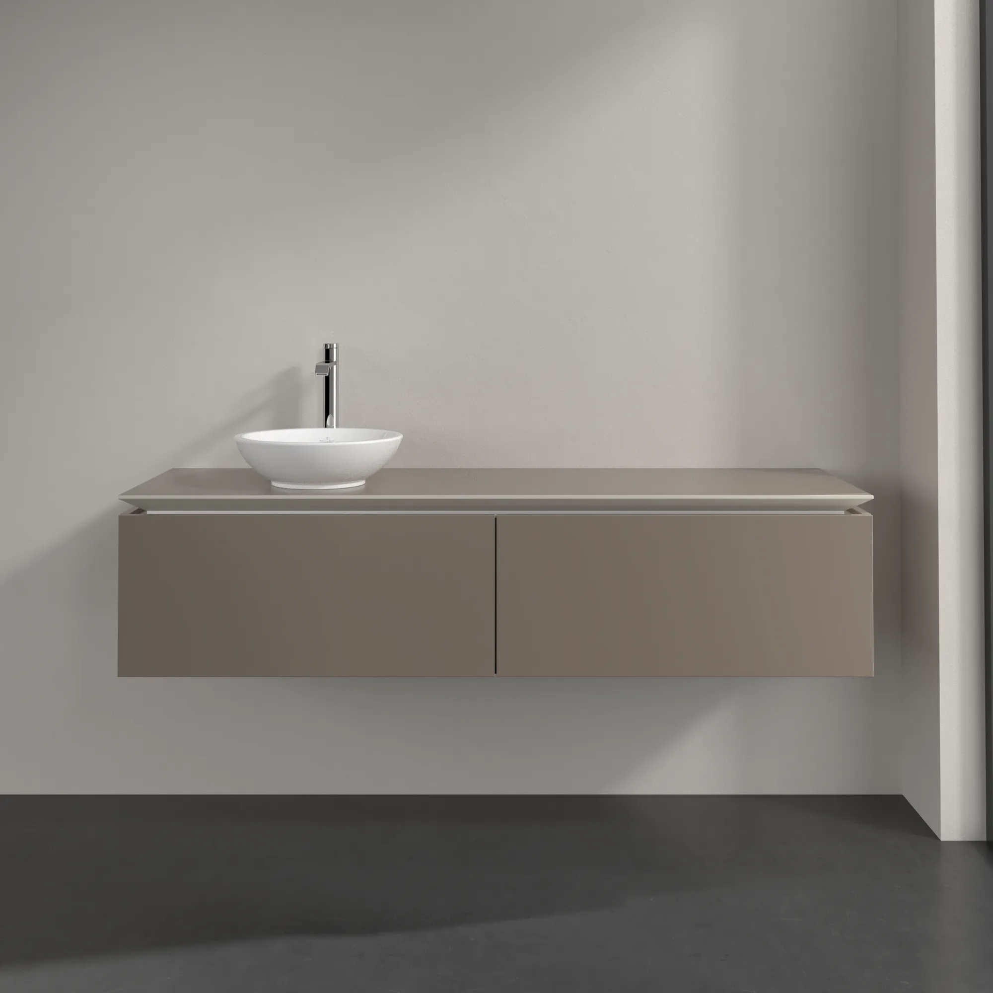 Villeroy & Boch Waschtischunterschrank „Legato“ für Schrankwaschtisch 1600 × 380 × 500 mm Truffle Grey, für Becken links