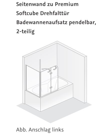 HSK teilgerahmte Seitenwand „Premium Softcube“ 75 × 140 cm Glas Grau, Profile Alu Silber-matt HSK teilgerahmte Seitenwand „Premium Softcube“ 75 × 140 cm Glas Grau, Profile Alu Silber-matt