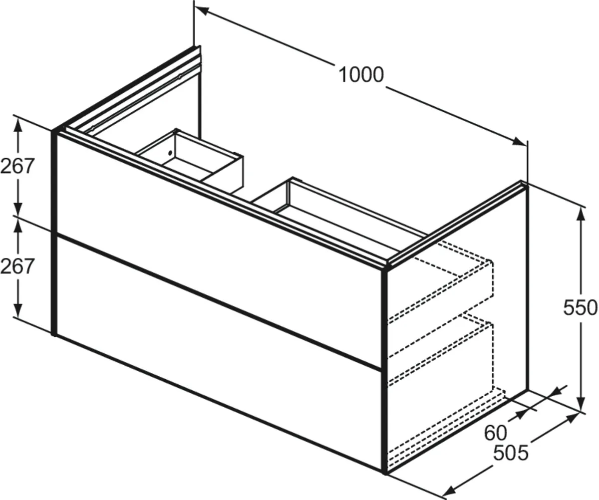 Ideal Standard Waschtischunterschrank „Conca“ 100 × 54,8 × 50,5 cm Anthrazit matt lackiert Ideal Standard Waschtischunterschrank „Conca“ 100 × 54,8 × 50,5 cm Anthrazit matt lackiert