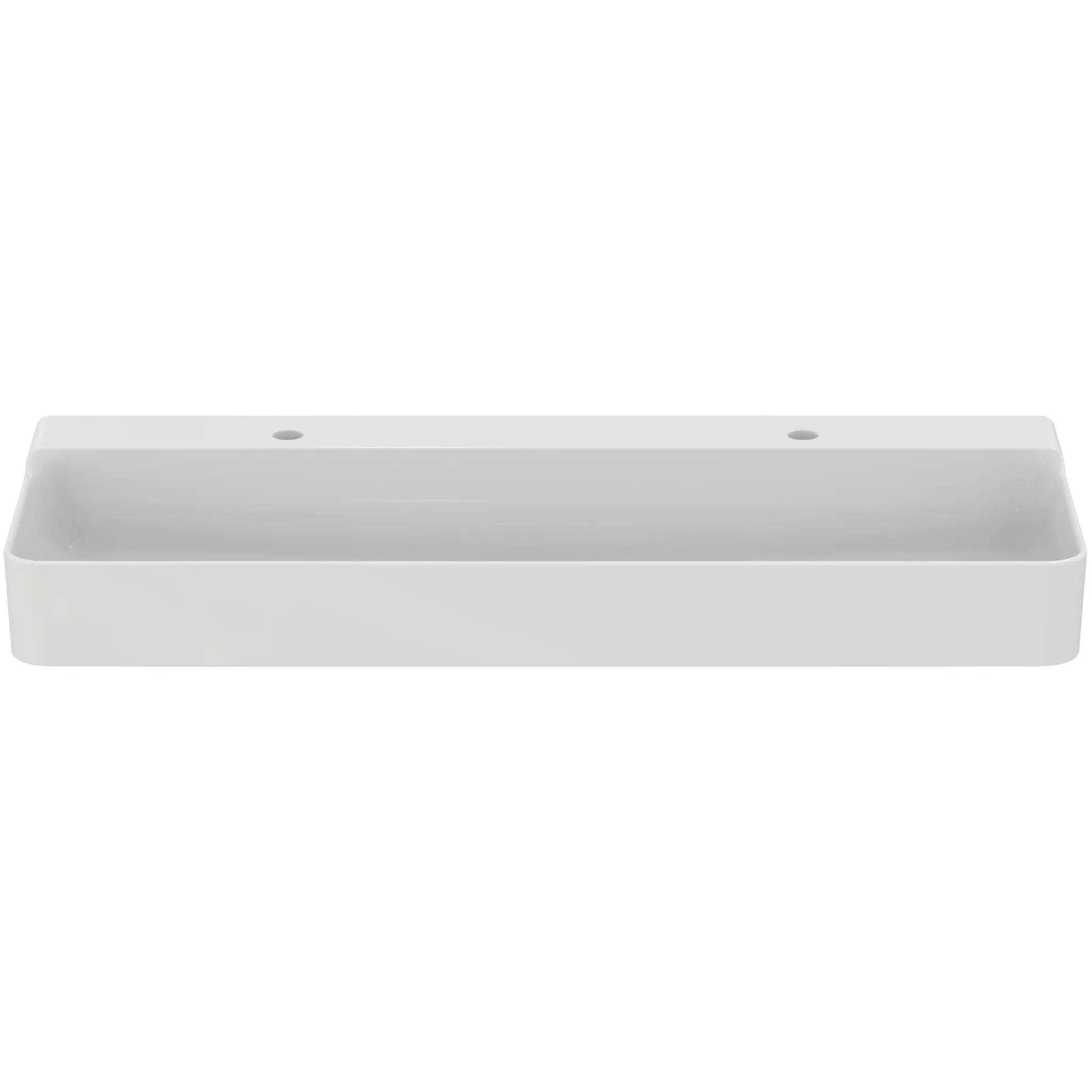Waschbecken „Conca“ 120 × 45 × 14,5 cm, Hahnlochposition links und rechts in Weiß