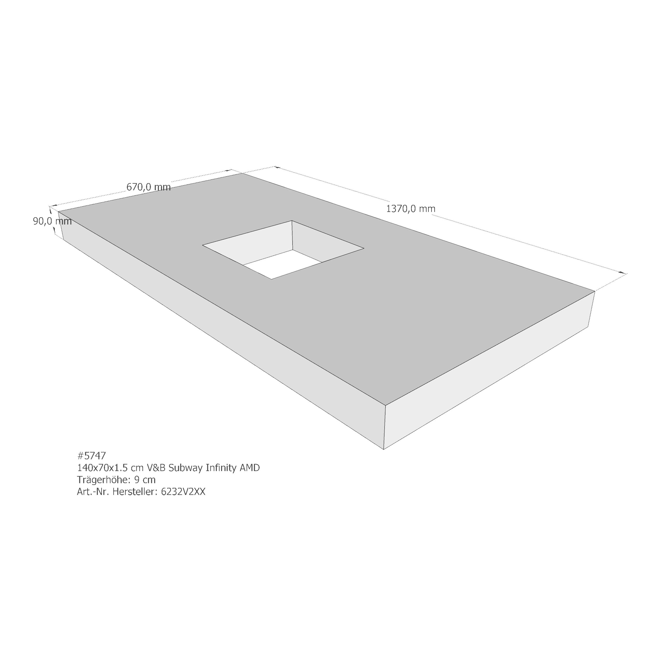 Duschwannenträger für Villeroy & Boch Subway Infinity 140 × 70 × 1,5 cm