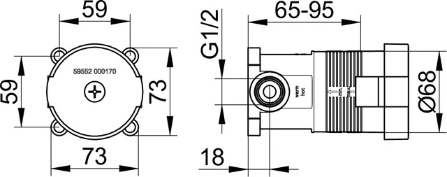 IXMO 59552000170 IXMO_solo UP Funktionseinheit für Einhebelmischer mit Schlauchanschluß DN15