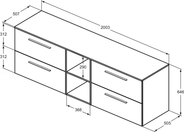 Möbel-Set 200cm i.life B 4 Auszüge 2 offene Fächer (mittig) Griff Chrom Weiß matt Möbel-Set 200cm i.life B 4 Auszüge 2 offene Fächer (mittig) Griff Chrom Weiß matt