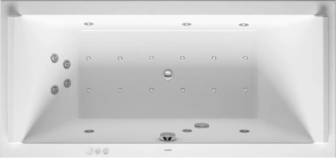 Duravit Whirlwanne „Starck“ rechteck 1800 × 800 mm, Mittelablauf mit Combi-System P, in Weiß Duravit Whirlwanne „Starck“ rechteck 1800 × 800 mm, Mittelablauf mit Combi-System P, in Weiß