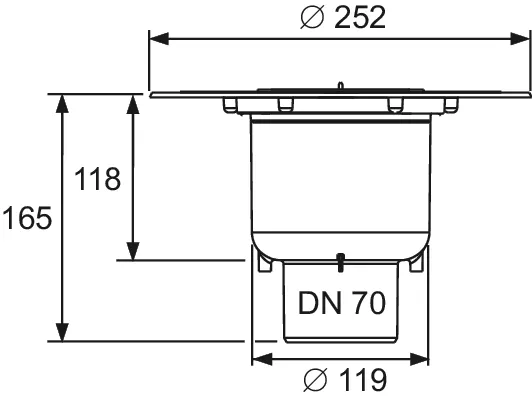 drainpoint S Ablauf DN 70 senkrecht mit Seal System Universalflansch drainpoint S Ablauf DN 70 senkrecht mit Seal System Universalflansch