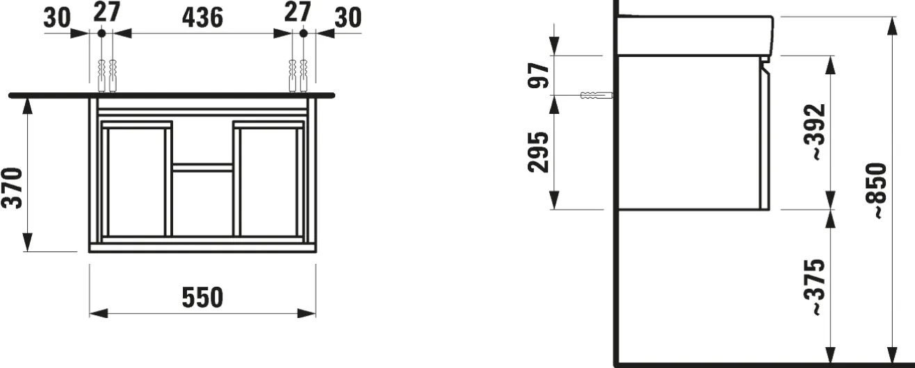 Laufen Waschtischunterbau „PRO S“ 550 × 392 × 370 mm Weiß