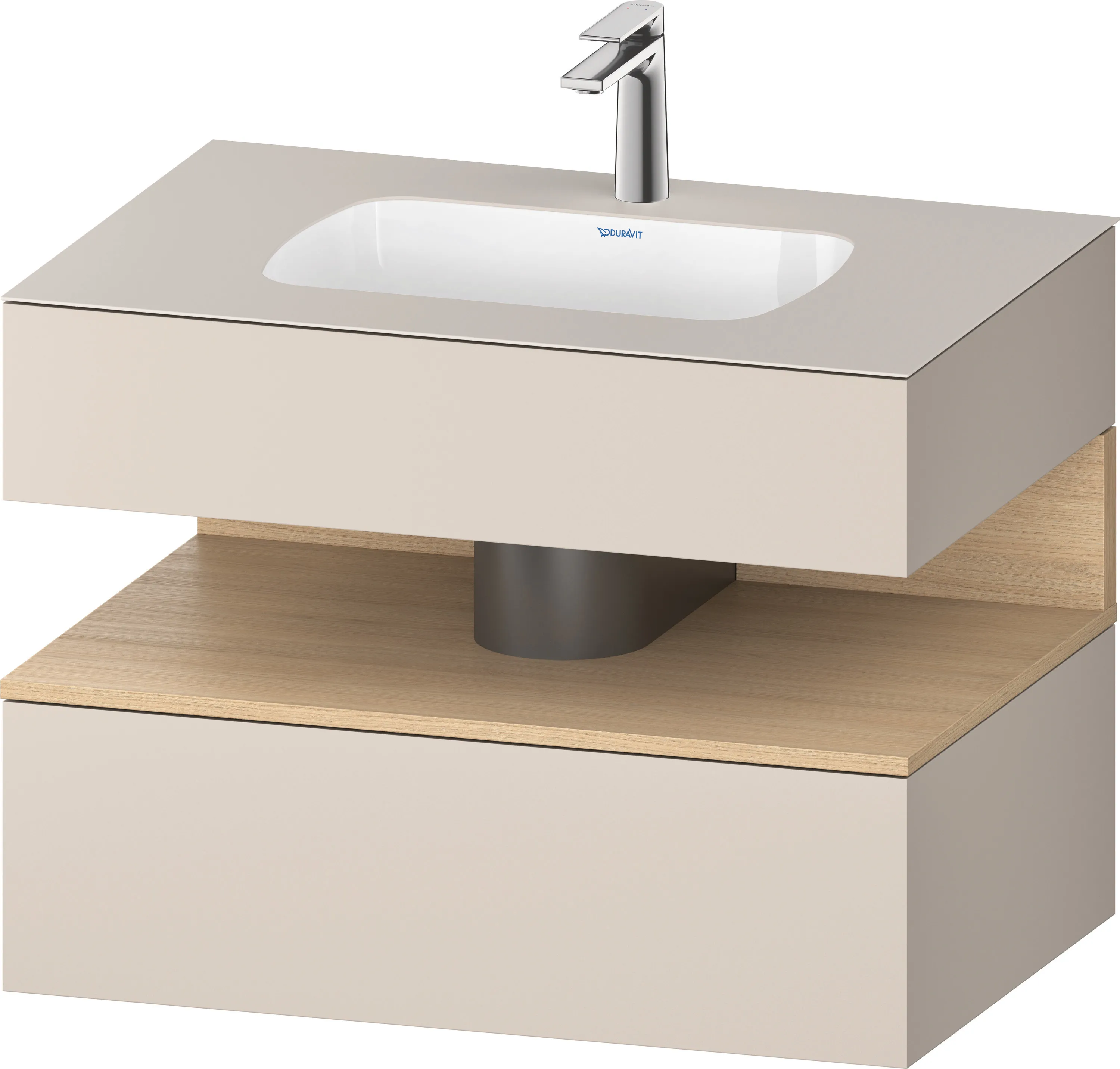 Einbauwaschtisch mit Konsolenwaschtischunterbau „Qatego“ 80 × 55 × 60 cm, ohne Beleuchtung