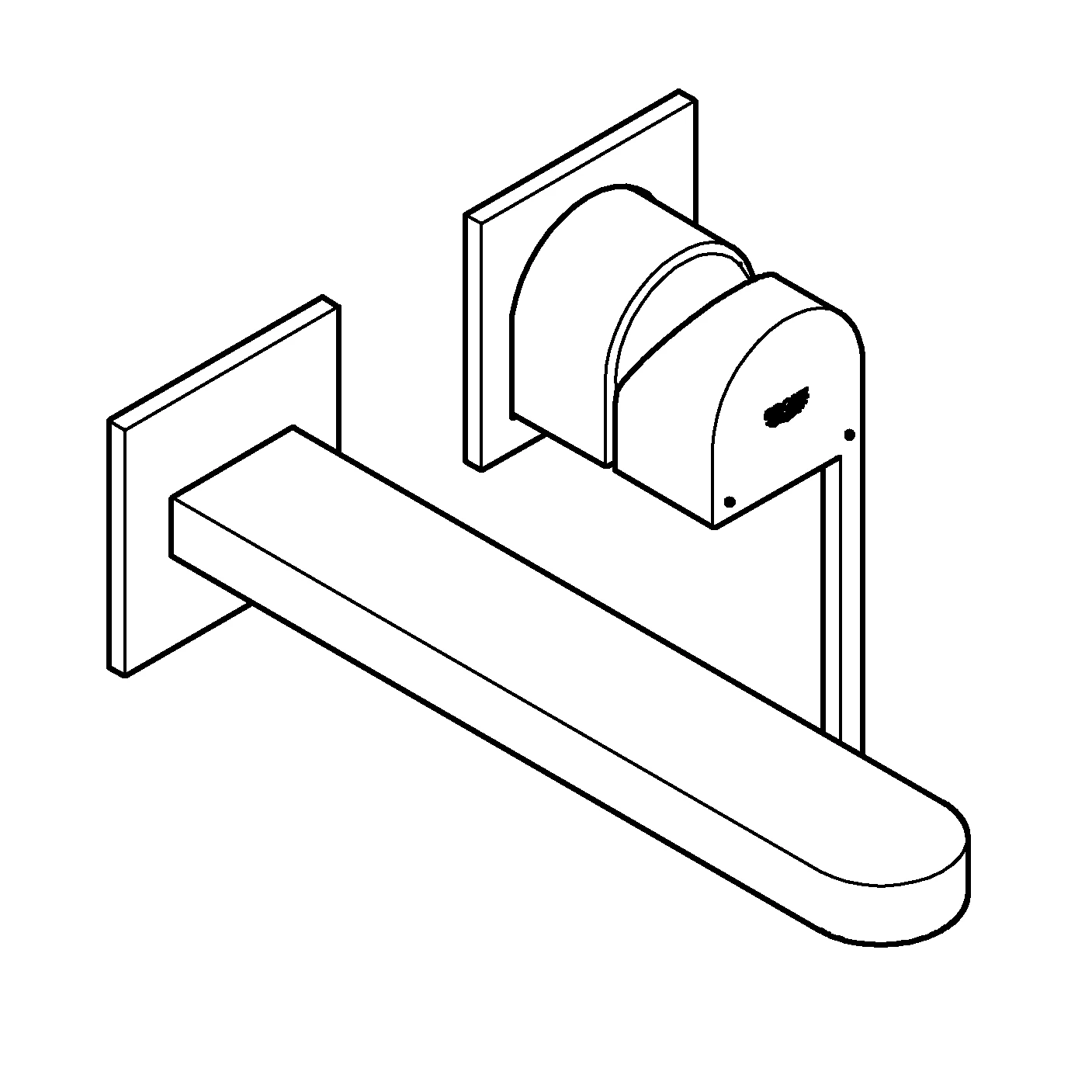 2-Loch-Waschtischbatterie Plus 29306_3, Wandmontage, Fertigmontageset für 23 200, Ausladung 203 mm, chrom