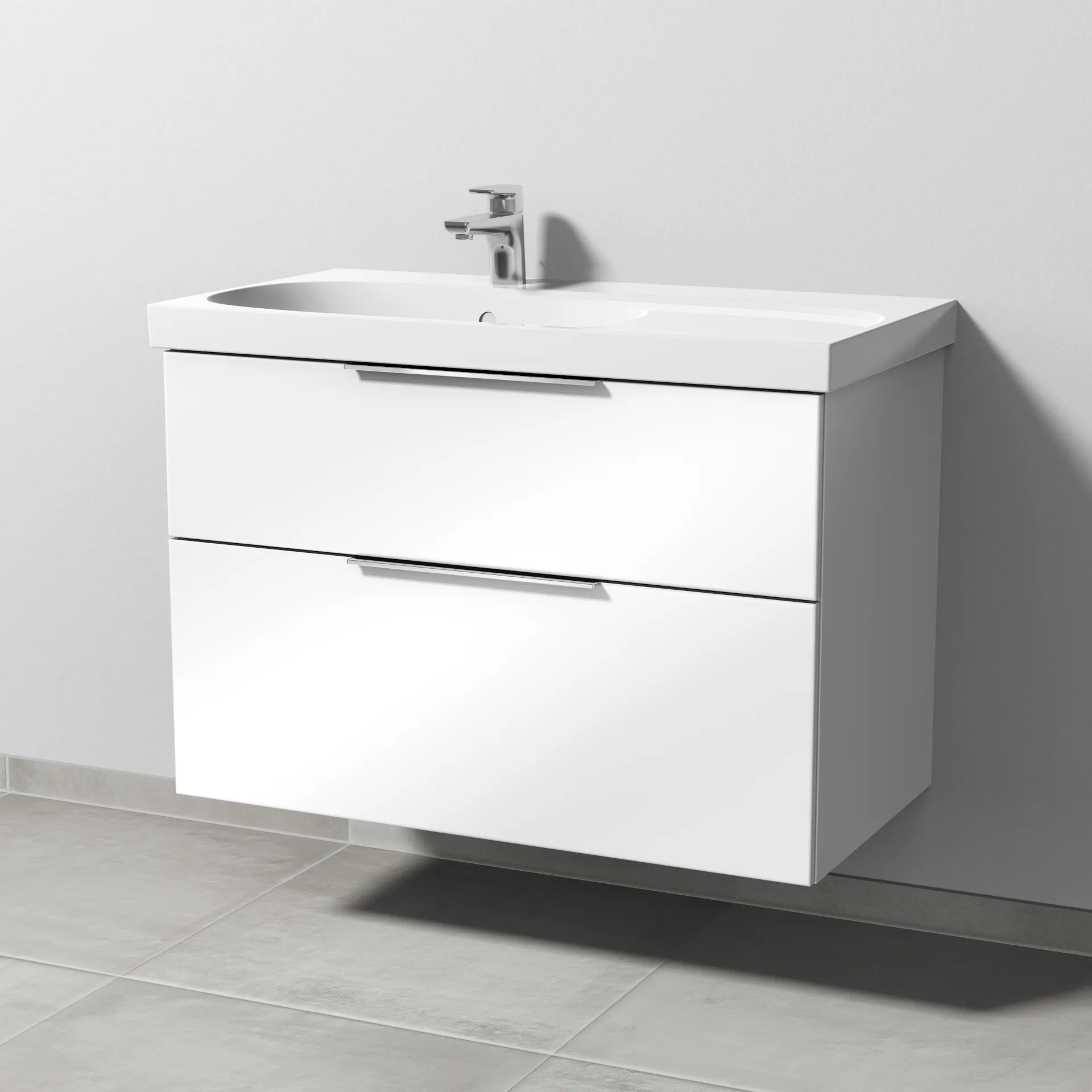 Waschtischunterbau ausz. Ausschnitt links 3way (UF419) 586x870x467 Schwarz-Matt