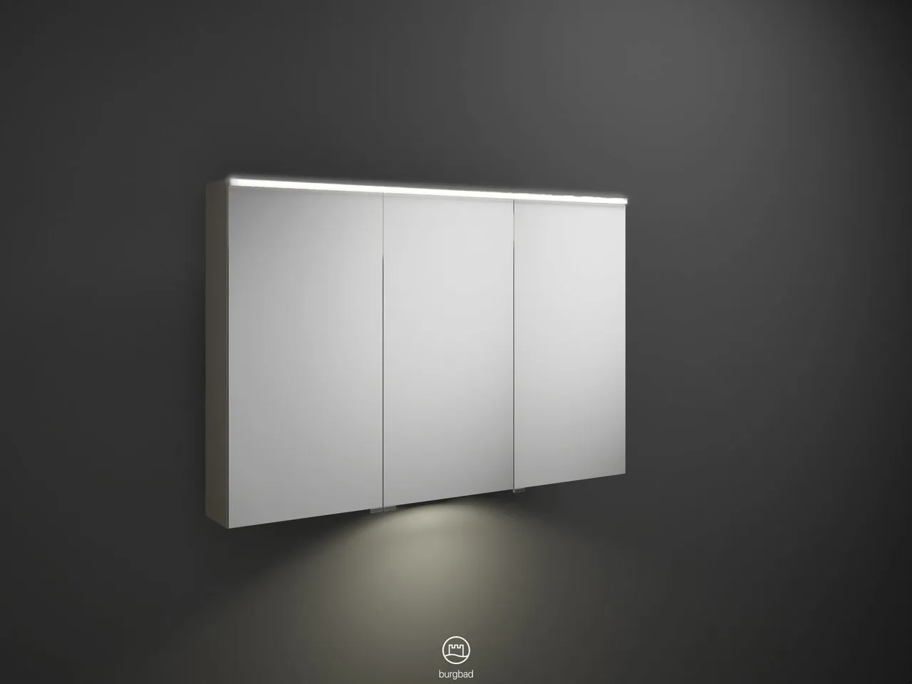 Spiegelschrank Eqio von burgbad - beidseitig verspiegelt, LED-Aufsatzleuchte 4250 K, 170 mm tief, 1200 mm breit, 800 mm hoch