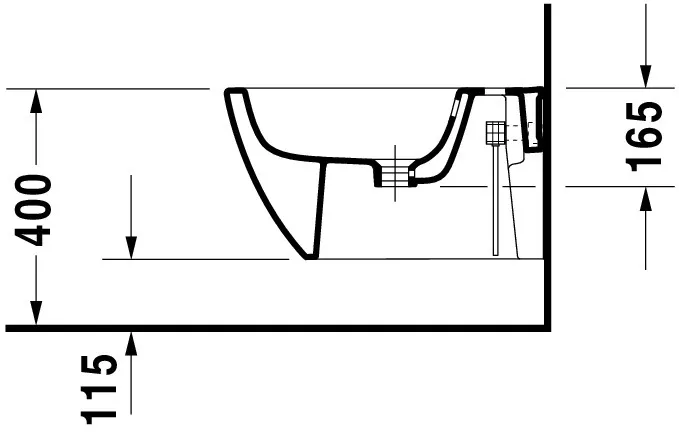 Duravit Wand-Bidet „Happy D.2“, Befestigung verdeckt 36,5 × 54 × 28,5 cm