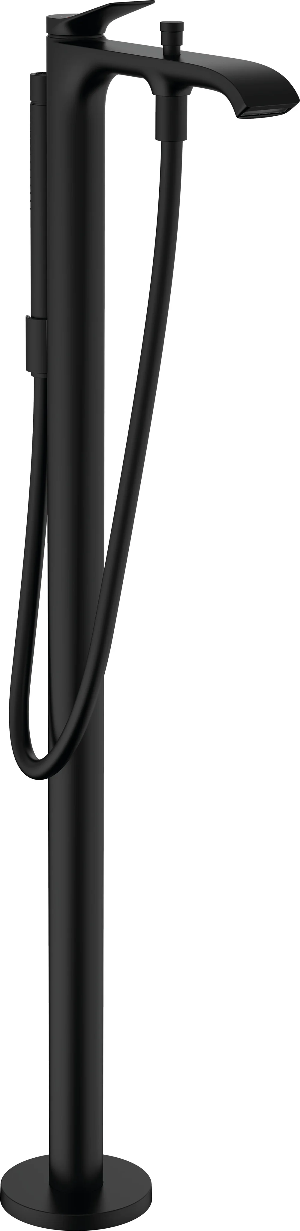 Hansgrohe Vivenis Einhebel-Wannenmischer bodenstehend mattschwarz, Ausladung 236 mm, mit Stabhandbrause und Brauseschlauch Hansgrohe Vivenis Einhebel-Wannenmischer bodenstehend mattschwarz, Ausladung 236 mm, mit Stabhandbrause und Brauseschlauch