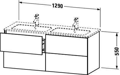 Duravit Waschtischunterschrank wandhängend „L-Cube“ 129 × 55 × 48,1 cm Nussbaum Dunkel