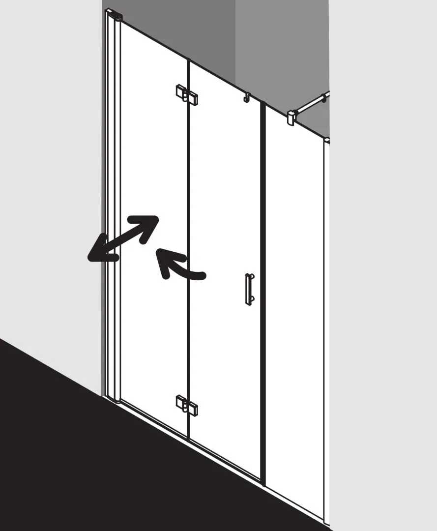 Kermi Pendel-Falttür mit Festfeld rechts „Diga“ Glas Klar, Profile Silber Hochglanz, Falttür BV: 980 - 1020 mm WE: 980 - 1020 mm H: 1850 mm Kermi Pendel-Falttür mit Festfeld rechts „Diga“ Glas Klar, Profile Silber Hochglanz, Falttür BV: 980 - 1020 mm WE: 980 - 1020 mm H: 1850 mm