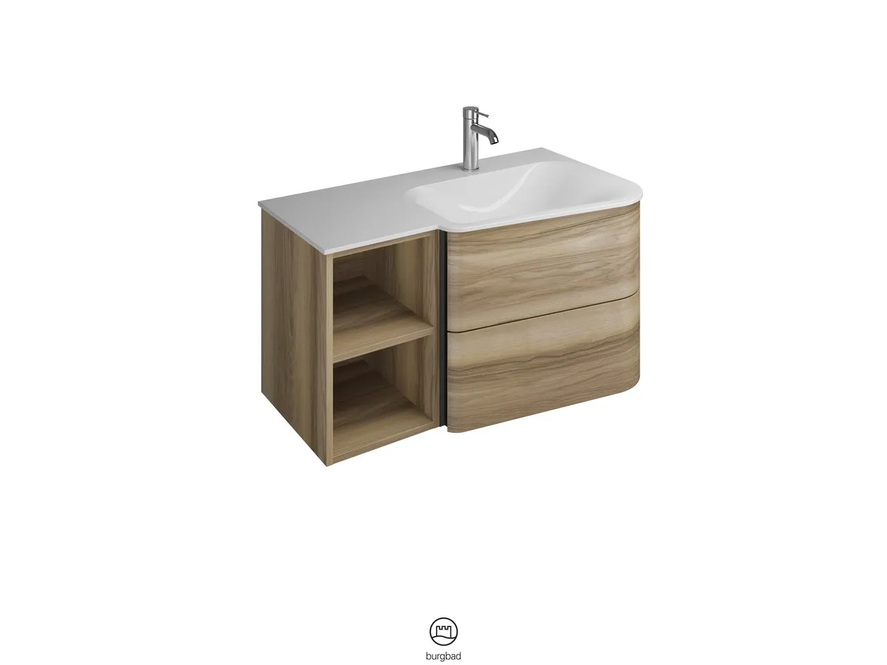 burgbad Badmöbelset „Badu“ Griffleiste, Schwarz, in Veloursgrau Softmatt burgbad Badmöbelset „Badu“ Griffleiste, Schwarz, in Veloursgrau Softmatt