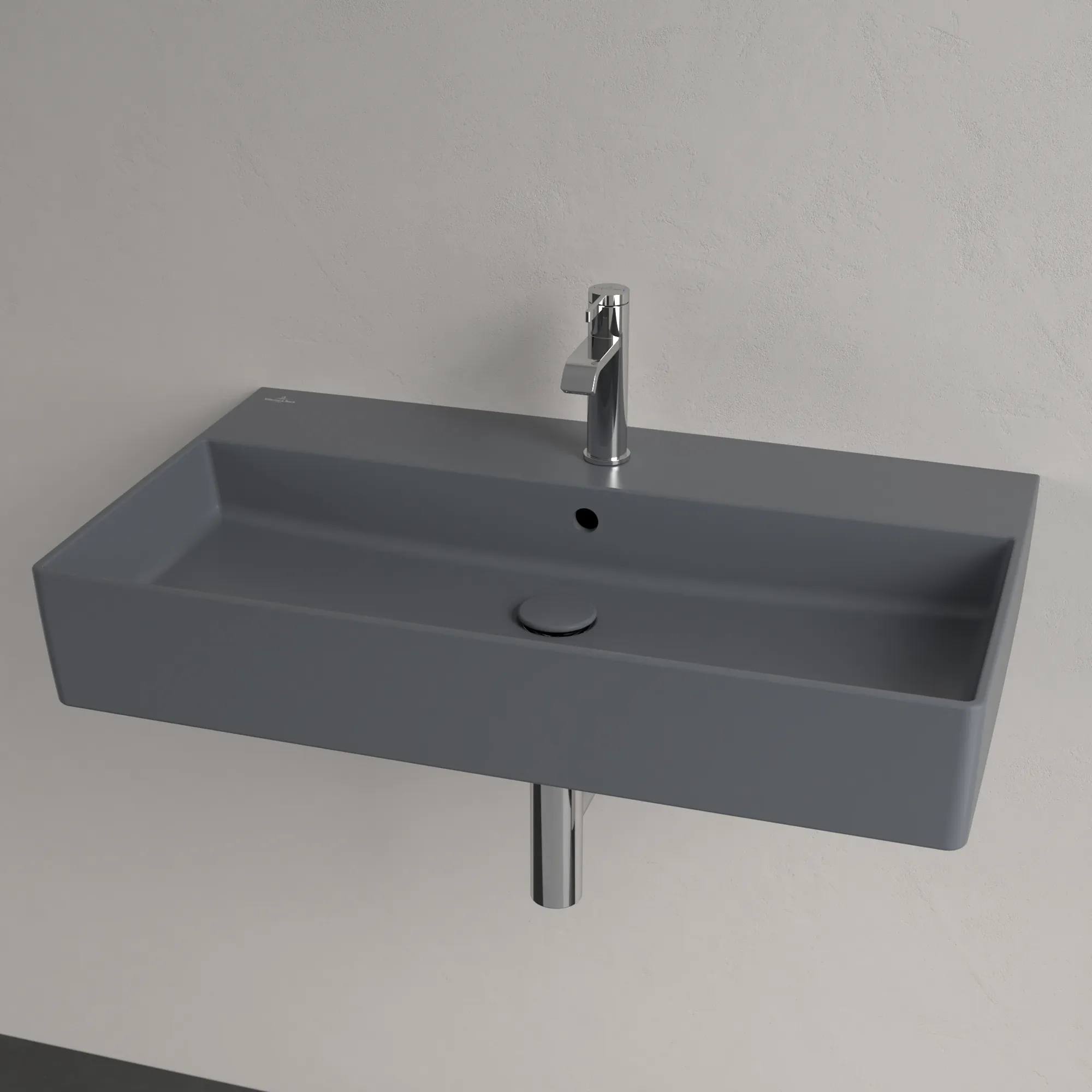 Villeroy & Boch Wandwaschtisch aus TitanCeram geschliffen „Memento 2.0“ 800 × 470 × 140 mm, mit Hahnlochbohrung, Hahnlochposition mittig in Graphite Villeroy & Boch Wandwaschtisch aus TitanCeram geschliffen „Memento 2.0“ 800 × 470 × 140 mm, mit Hahnlochbohrung, Hahnlochposition mittig in Graphite