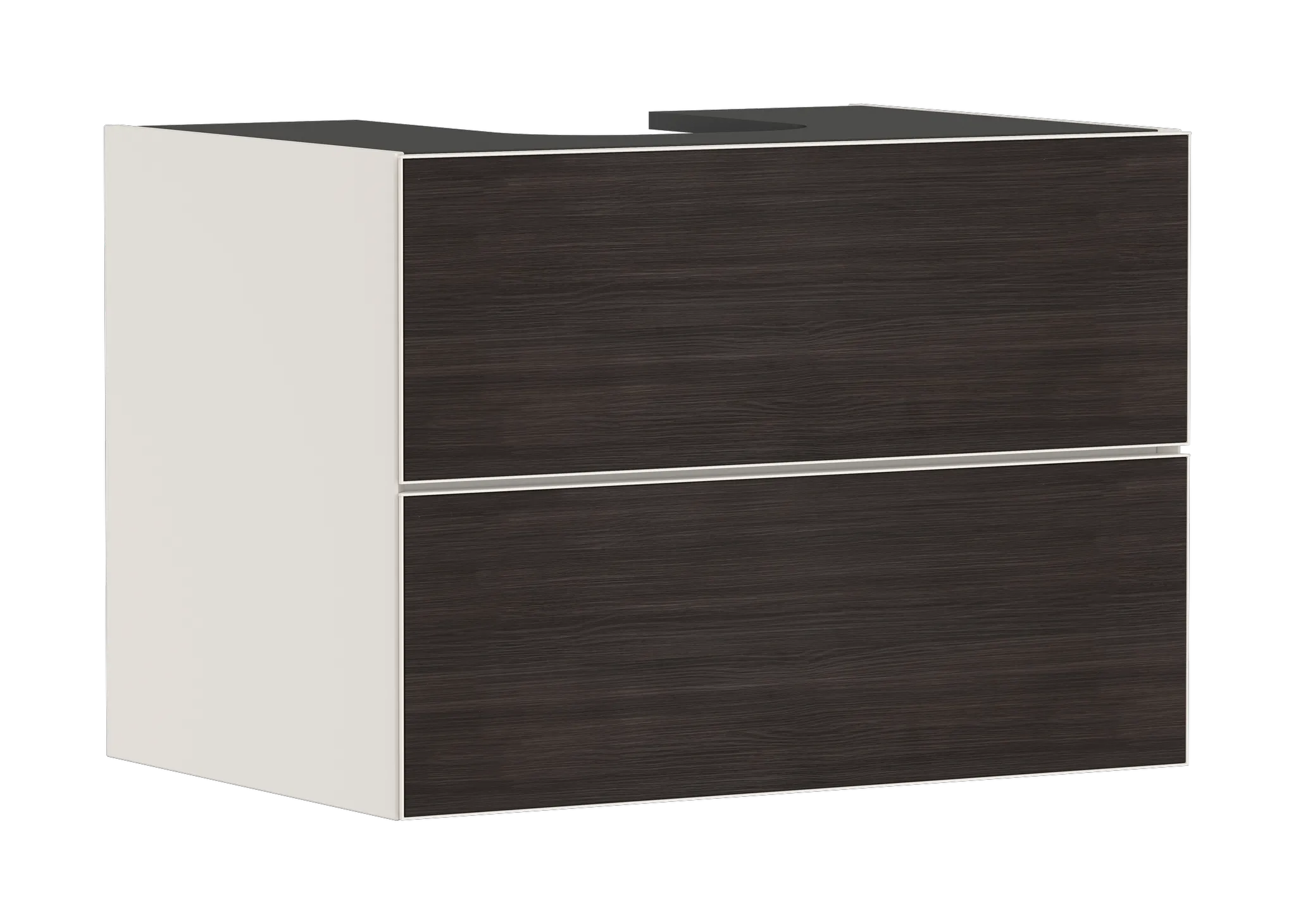 Xevolos E Waschtischunterschrank Sandbeige Matt 780/550 mit 2 Schubkästen für Konsolen mit Aufsatzwaschtisch geschliffen Bronze Struktur
