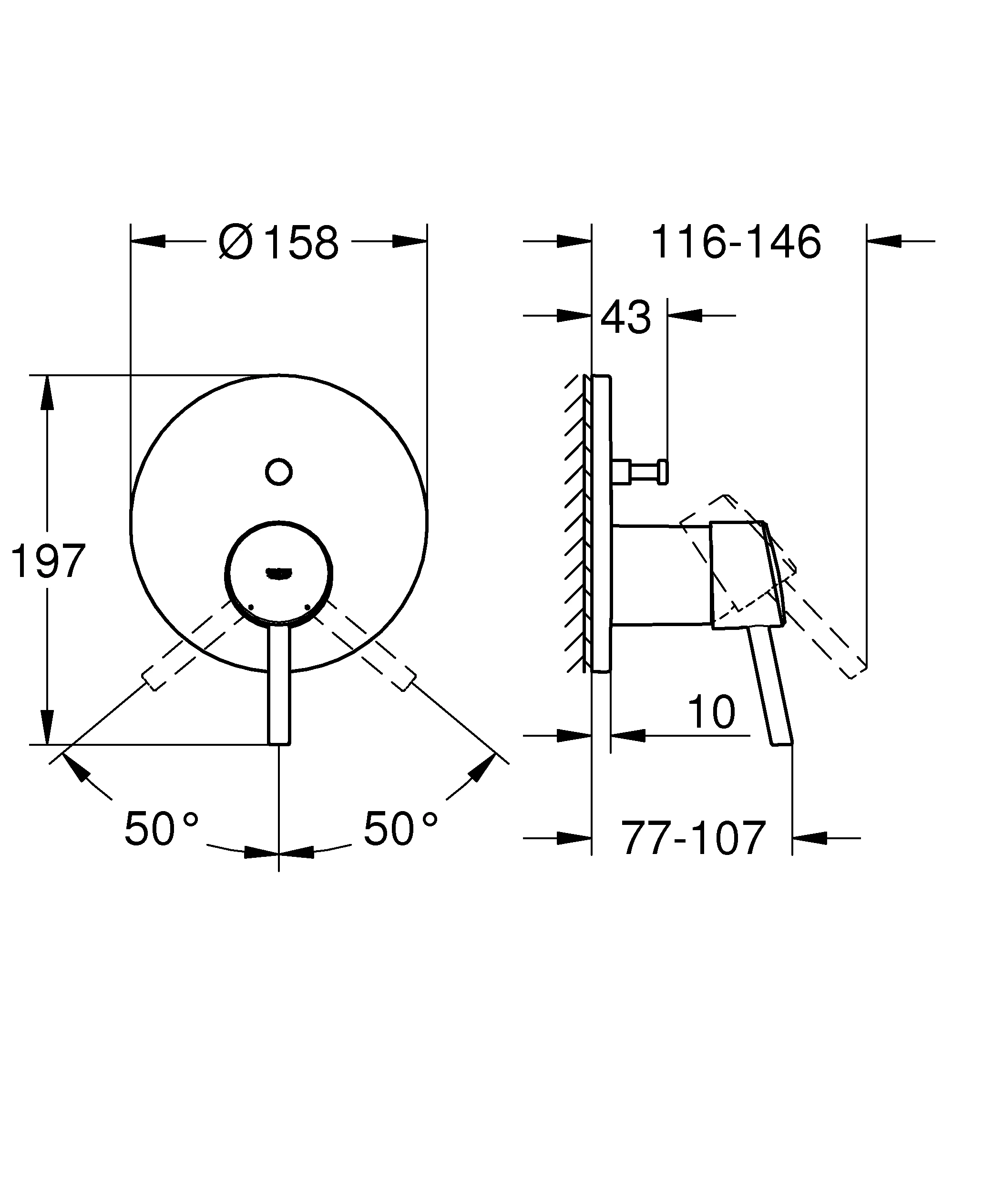 Einhand-Wannenbatterie Concetto 24054_1, Fertigmontageset für Rapido SmartBox, chrom