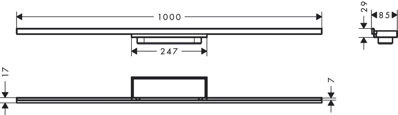 RainDrain Minimalistic Fertigset Duschrinne 1000