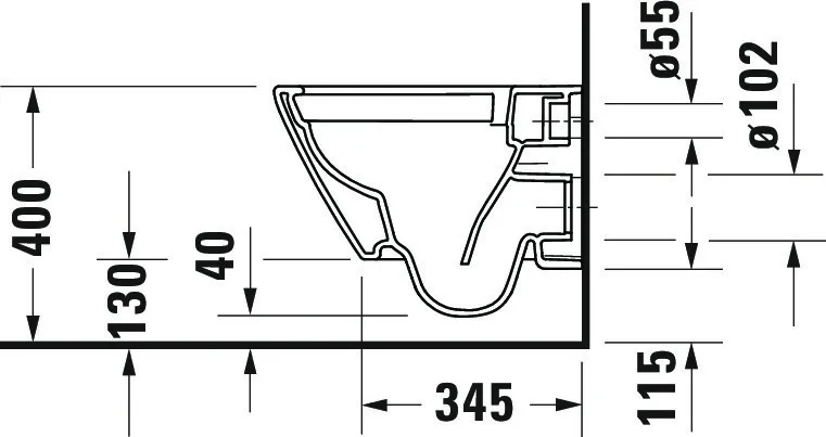 Wand-Tiefspül-WC Compact „D-Neo“ 37 × 40 × 48 cm, Befestigung sichtbar, ohne Spülrand