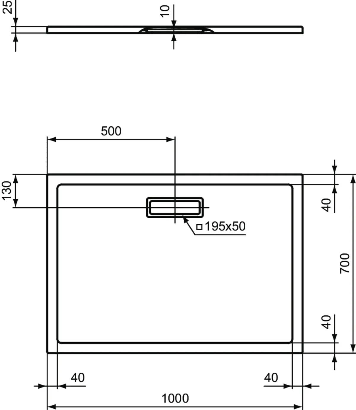 Ideal Standard Duschwanne „UltraFlatNew“ 70 × 100 cm in Seidenweiß