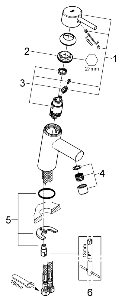 Grohe Concetto Einhand-Waschtischbatterie S-Size, ½ Einlochmontage, 5,7 l/min SpeedClean Mousseur, glatter Körper, chrom Grohe Concetto Einhand-Waschtischbatterie S-Size, ½ Einlochmontage, 5,7 l/min SpeedClean Mousseur, glatter Körper, chrom