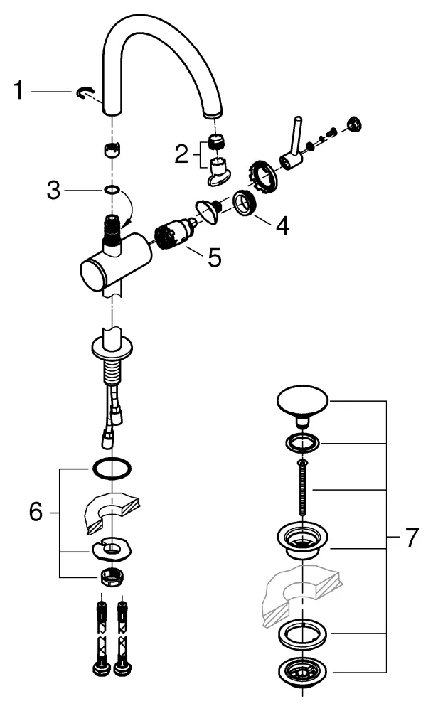 Einhand-Waschtischbatterie Atrio 24365, XL-Size, Einlochmontage, für freistehende Waschschüsseln, Push-open Ablaufgarnitur 1 1/4'', chrom