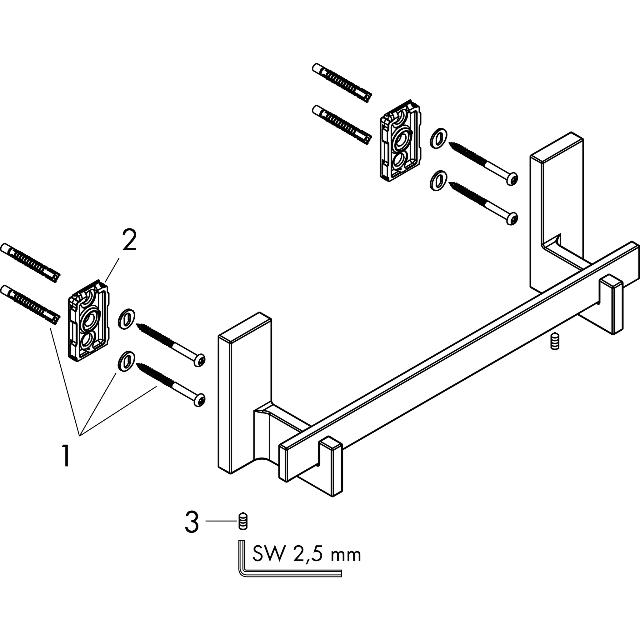 Hansgrohe AXOR Universal Rectangular Haltestange, Chrom Hansgrohe AXOR Universal Rectangular Haltestange, Chrom