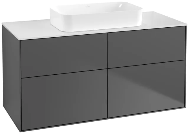 Villeroy & Boch Waschtischunterschrank „Finion“ für Schrankwaschtisch 120 × 60,3 × 50,1 cm 4 Schubladen, für Waschtischposition mittig, inkl. Beleuchtung mittig