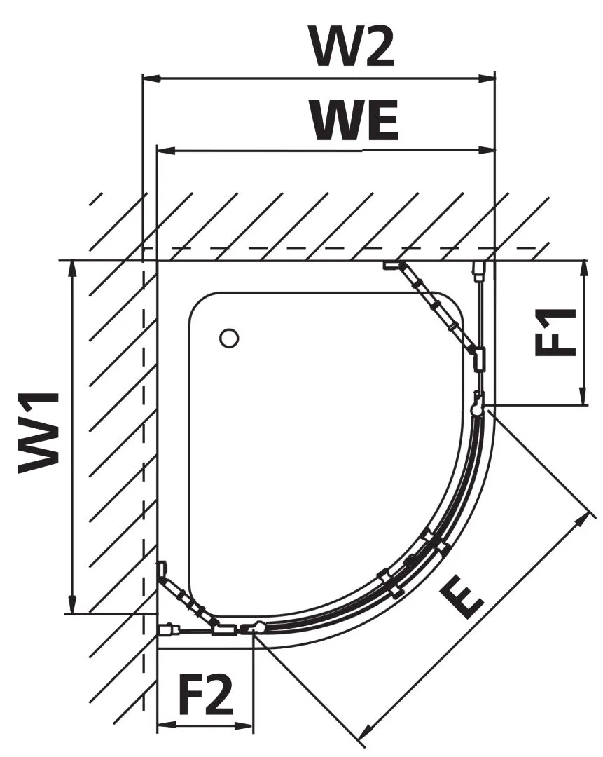Kermi Duschdesign IBIZA 2000 Viertelkreis-Duschkabine (Pendeltüren mit Festfeldern)