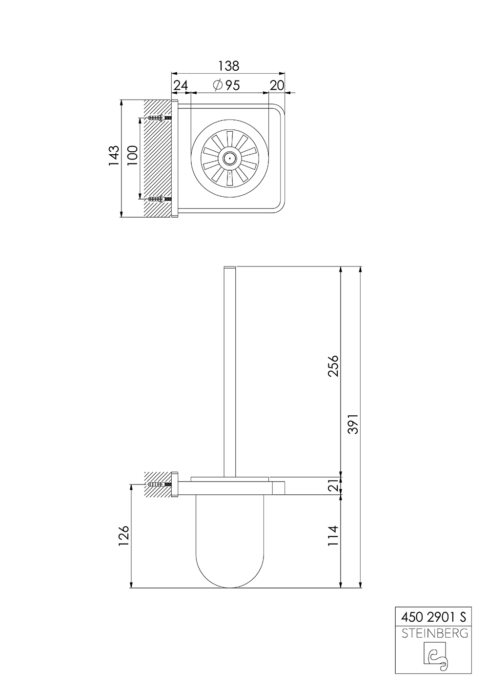 Serie 450 Bürstengarnitur mit Glas satiniert Serie 450 Bürstengarnitur mit Glas satiniert