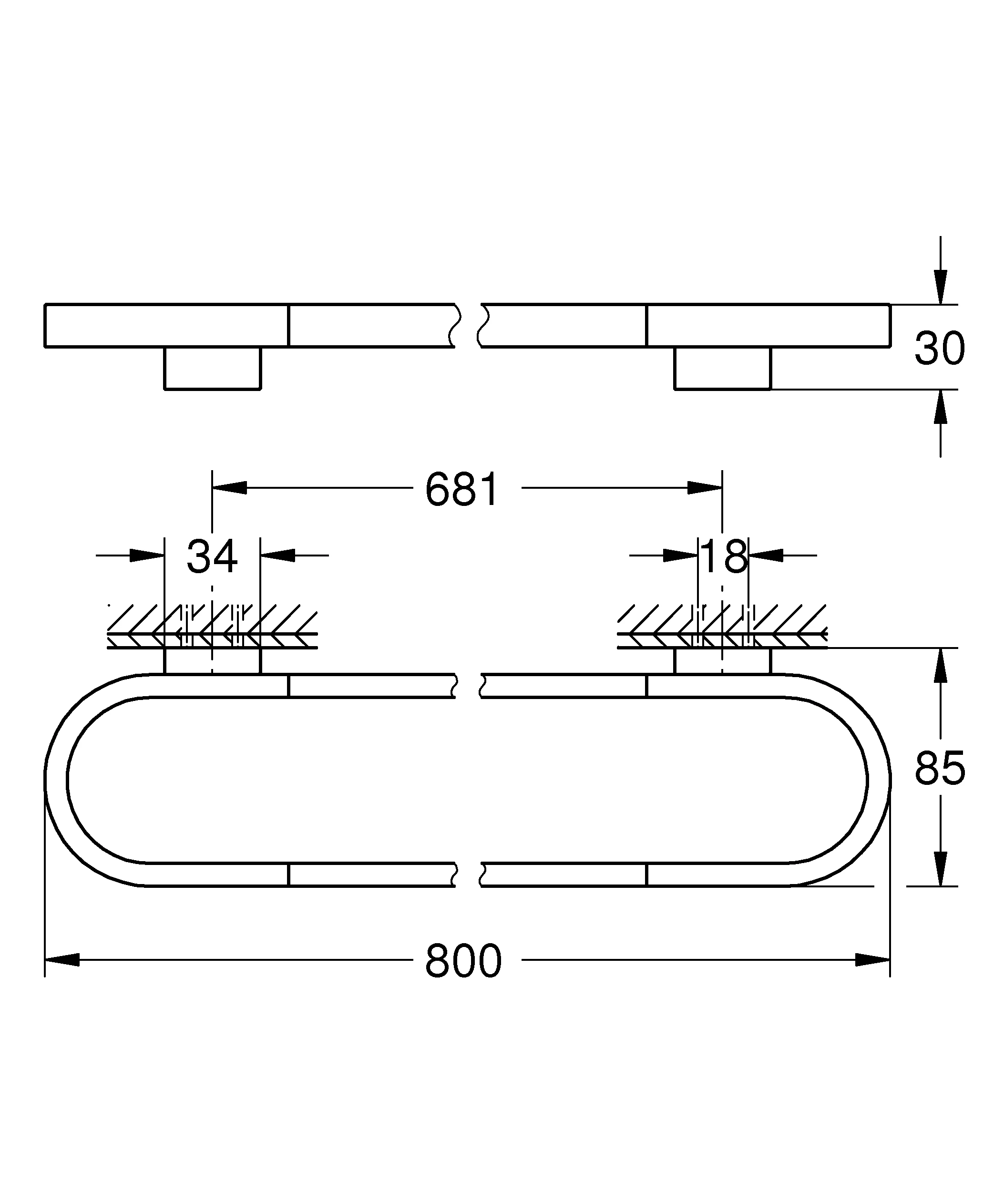 Badetuchhalter Selection 41058, 800mm, chrom