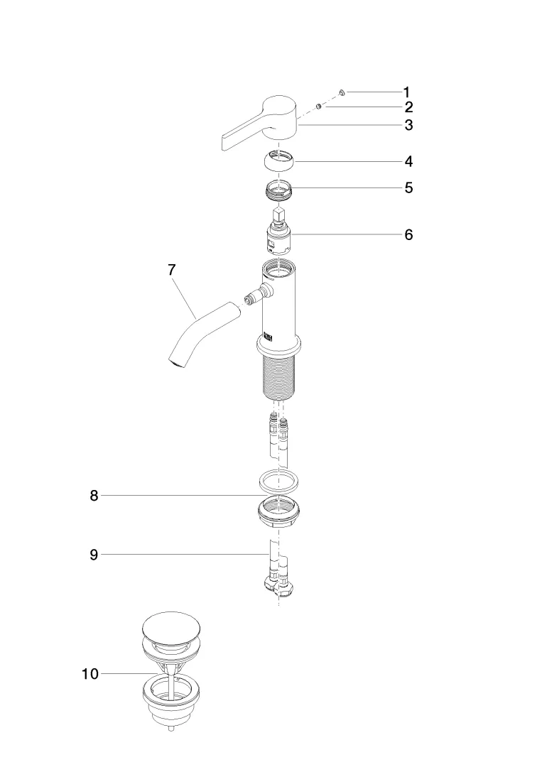 Dornbracht VAIA Waschtisch-Einhandbatterie mit Ablaufgarnitur - Chrom, Ausladung 106 mm, starrer Auslauf, runder luftangereicherter Strahl, Armaturenhöhe 141 mm, Höhe bis Luftsprudler 56 mm, Bohrungsdurchmesser 35 mm, 2x Druckschlauch M 8 x 1 eingeschrau Dornbracht VAIA Waschtisch-Einhandbatterie mit Ablaufgarnitur - Chrom, Ausladung 106 mm, starrer Auslauf, runder luftangereicherter Strahl, Armaturenhöhe 141 mm, Höhe bis Luftsprudler 56 mm, Bohrungsdurchmesser 35 mm, 2x Druckschlauch M 8 x 1 eingeschrau