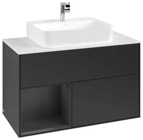 Villeroy & Boch Waschtischunterschrank „Finion“ für Schrankwaschtisch 1000 × 603 × 501 mm Black Matt Lacquer, für Becken mittig Villeroy & Boch Waschtischunterschrank „Finion“ für Schrankwaschtisch 1000 × 603 × 501 mm Black Matt Lacquer, für Becken mittig