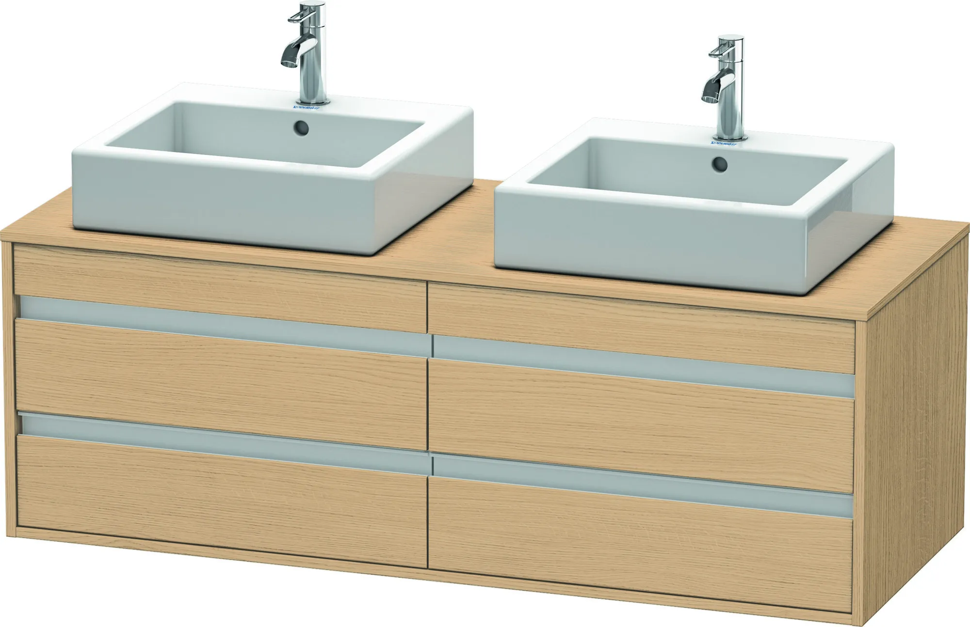 Duravit Waschtischunterschrank wandhängend „Ketho“ 140 × 49,6 × 55 cm Eiche Natur
